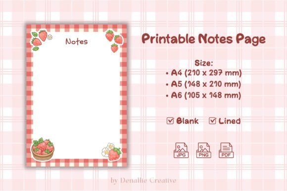 Download Strawberry Printable Notes Page - Premium Bundle