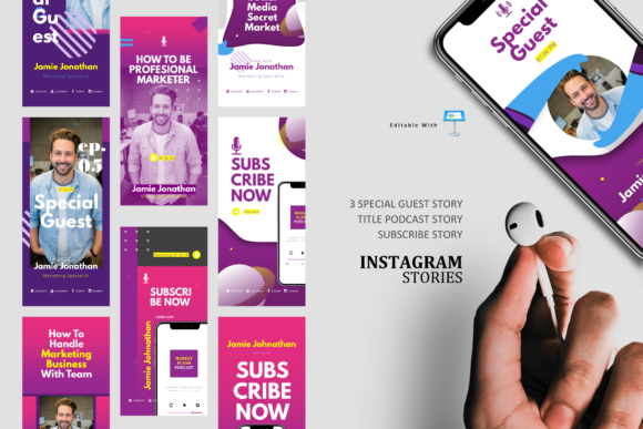 Download Socmed Podcast Ig Stories &amp; Post Keynote - Premium Bundle